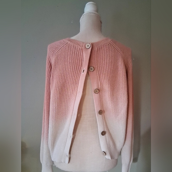 Lucky Brand - Ladies Ombre Dip Dye 100% Cotton Sweater - Buttoned Back M - Picture 5 of 11